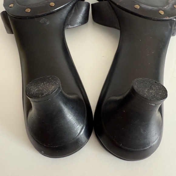 Cole Haan Black Slide Sandals with Gold Accents - Picture 10 of 14